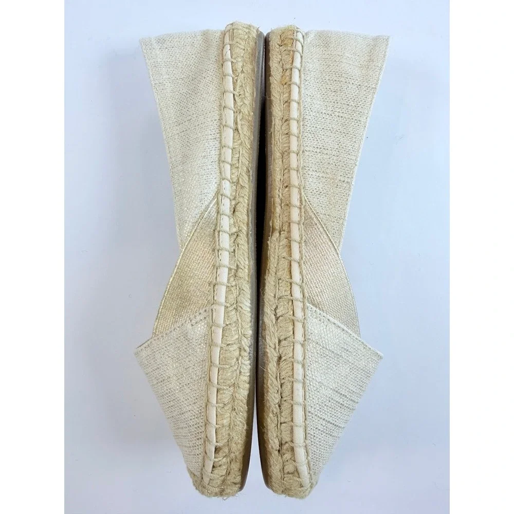 Sperry Espadrille Flats Women 8M Beige Canvas Slip‎ On Jute Sole STS95780